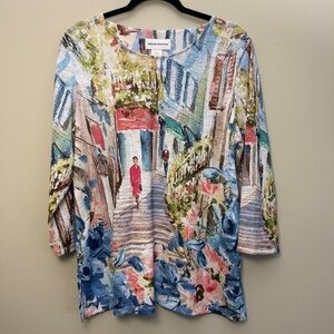 Colorful Scenic Print Women's Top